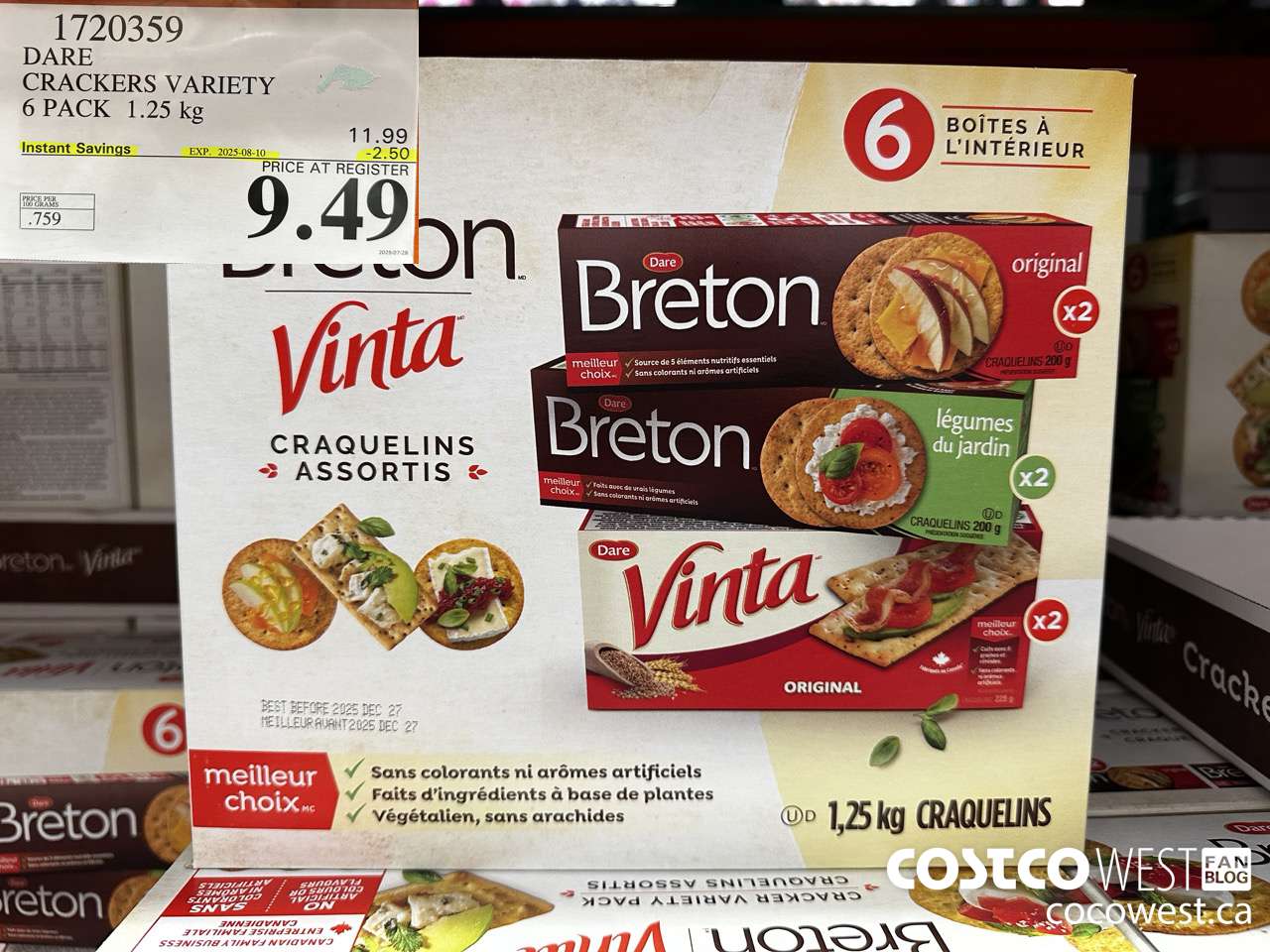 1720359 DARE CRACKERS VARIETY 6 PACK 1.25 KG ($2.50 INSTANT SAVINGS EXPIRES ON 2025-08-10) $9.49