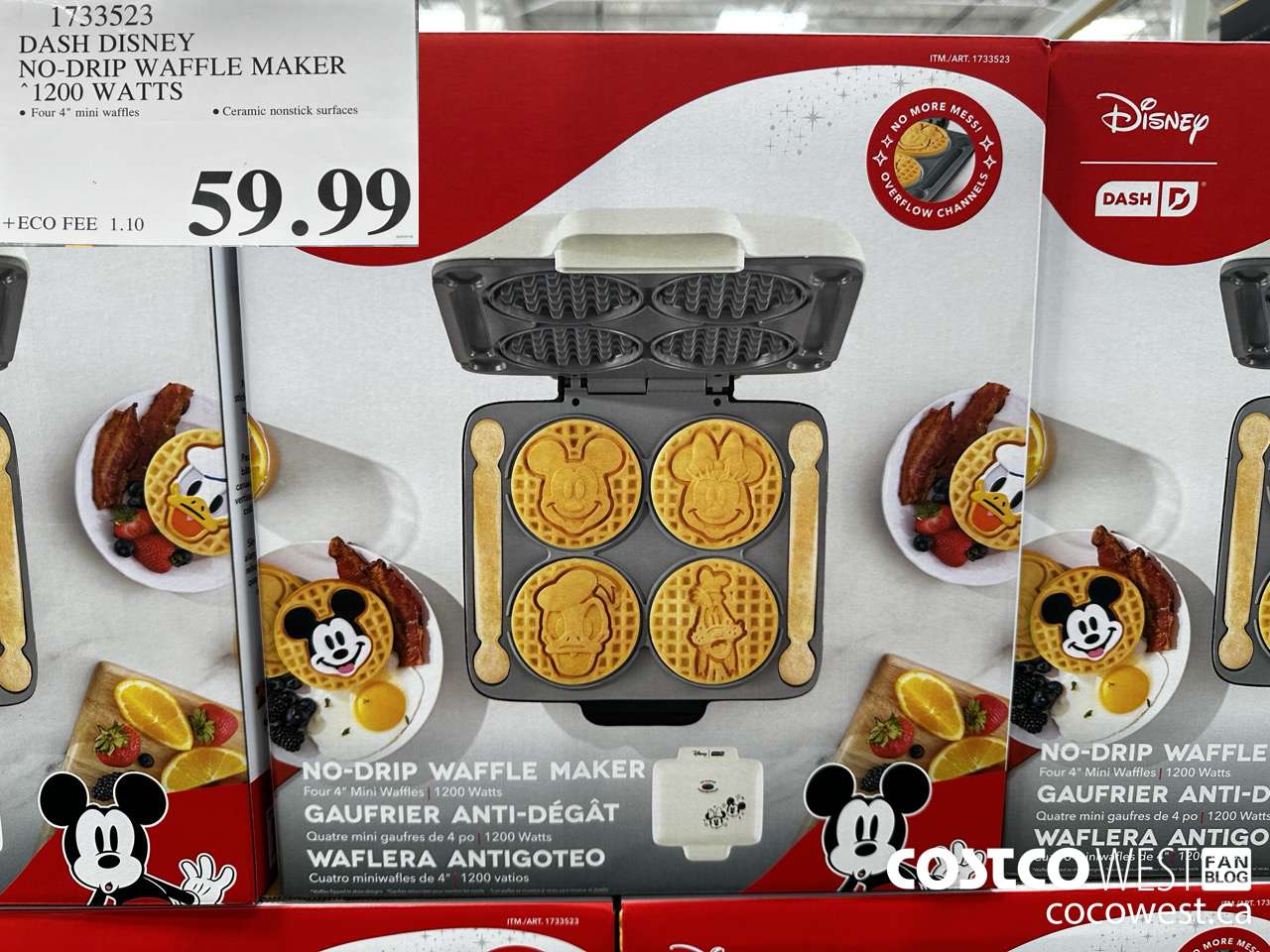 1733523 DASH DISNEY NO-DRIP WAFFLE MAKER 1200 WATTS $59.99