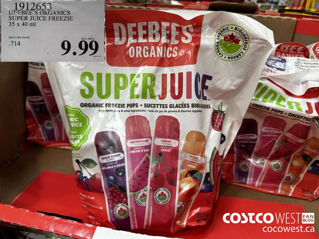 1912653 DEEBEE'S ORGANICS SUPER JUICE FREEZIE 35 X 40ML $9.99