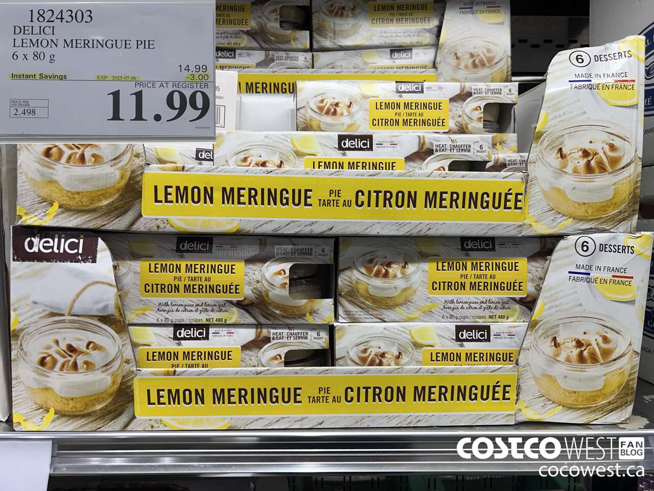 1824303 DELICI LEMON MERINGUE PIE 6 X 80G ($3.00 INSTANT SAVINGS EXPIRES ON 2025-07-06) $11.99