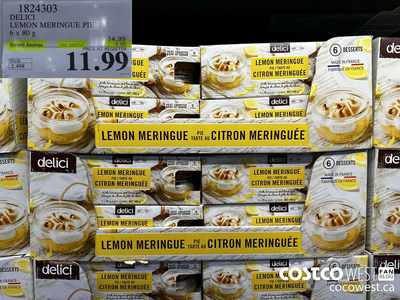 1824303 DELICI LEMON MERINGUE PIE 6 X 80G ($3.00 INSTANT SAVINGS EXPIRES ON 2025-07-27) $11.99