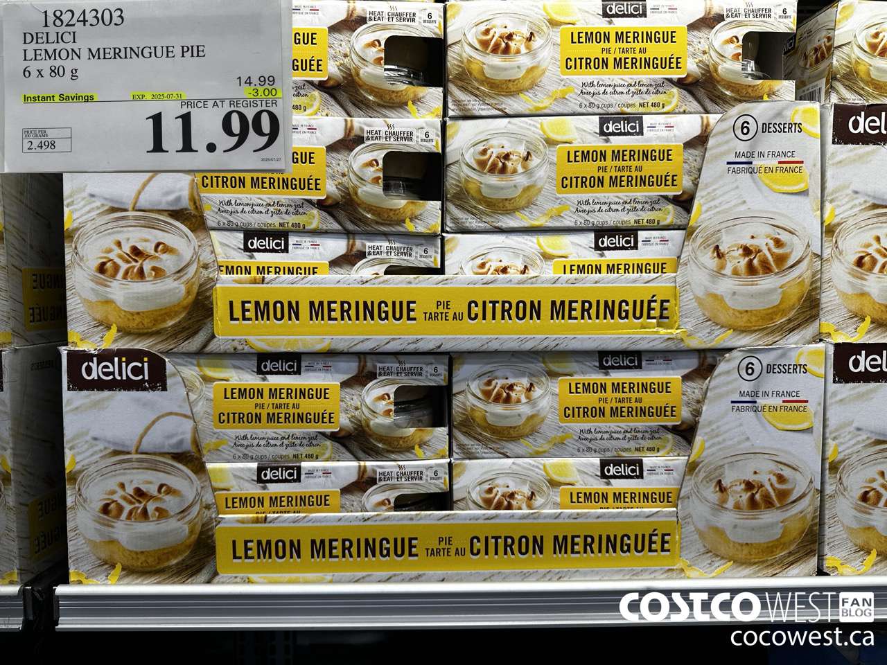 1824303 DELICI LEMON MERINGUE PIE 6 X 80G ($3.00 INSTANT SAVINGS EXPIRES ON 2025-07-31) $11.99