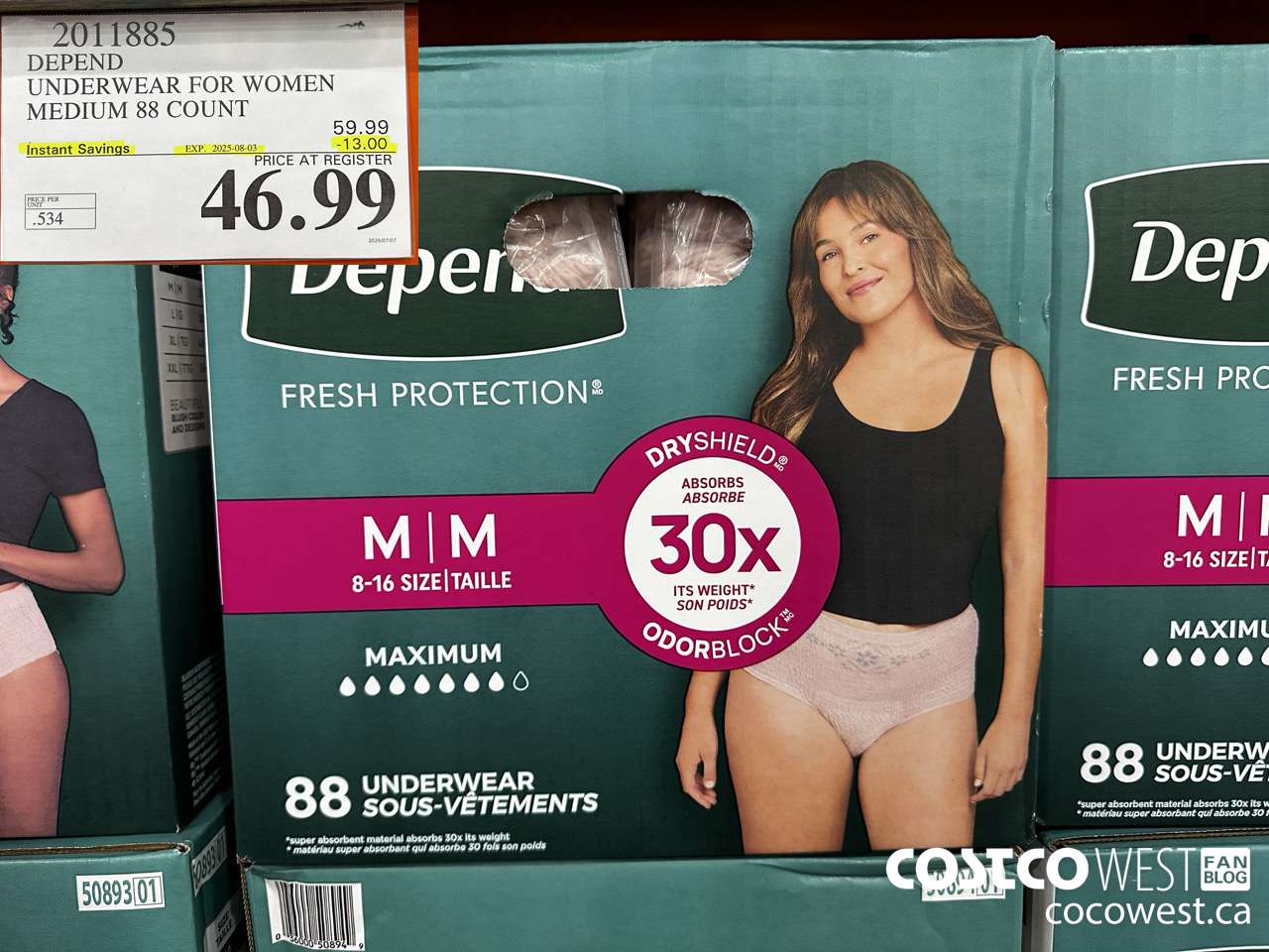2011885 DEPEND UNDERWEAR FOR WOMEN MEDIUM 88 COUNT ($13.00 INSTANT SAVINGS EXPIRES ON 2025-08-03) $46.99