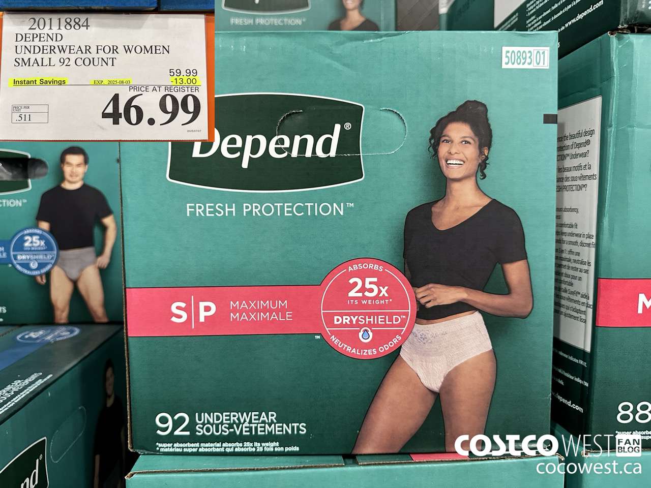 2011884 DEPEND UNDERWEAR FOR WOMEN SMALL 92 COUNT ($13.00 INSTANT SAVINGS EXPIRES ON 2025-08-03) $46.99