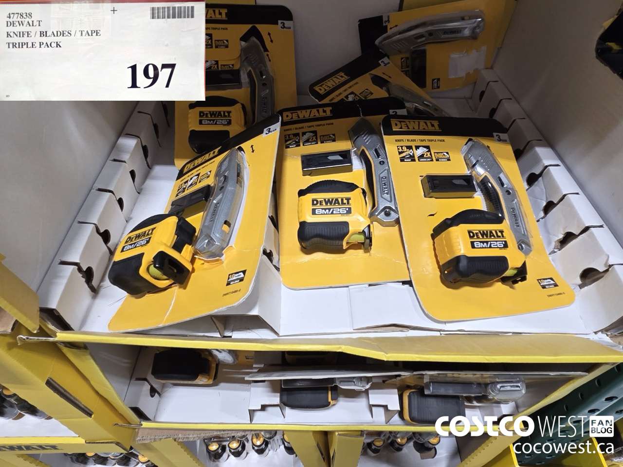 477838 DEWALT KNIFE / BLADES / TAPE TRIPLE PACK $197.00