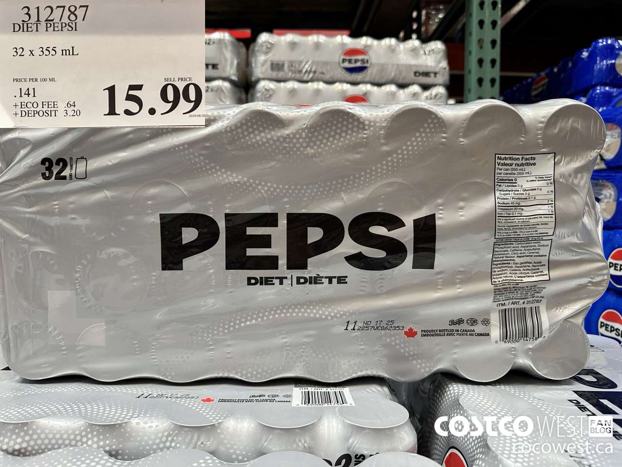 312787 DIET PEPSI 32 X 355 ML $15.99