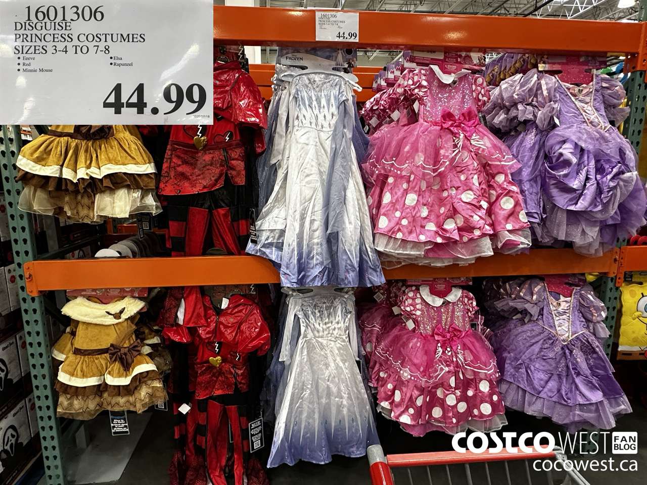 1601306 DISGUISE DISNEY LICENSED COSTUMES SIZES 3/4 TO 7/8 $44.99