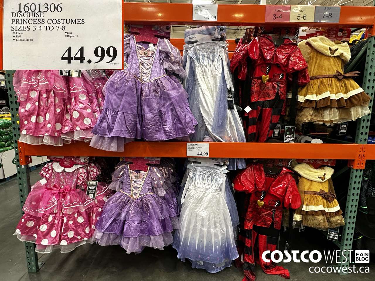 1601306 DISGUISE DISNEY LICENSED COSTUMES SIZES 3/4 TO 7/8 $44.99