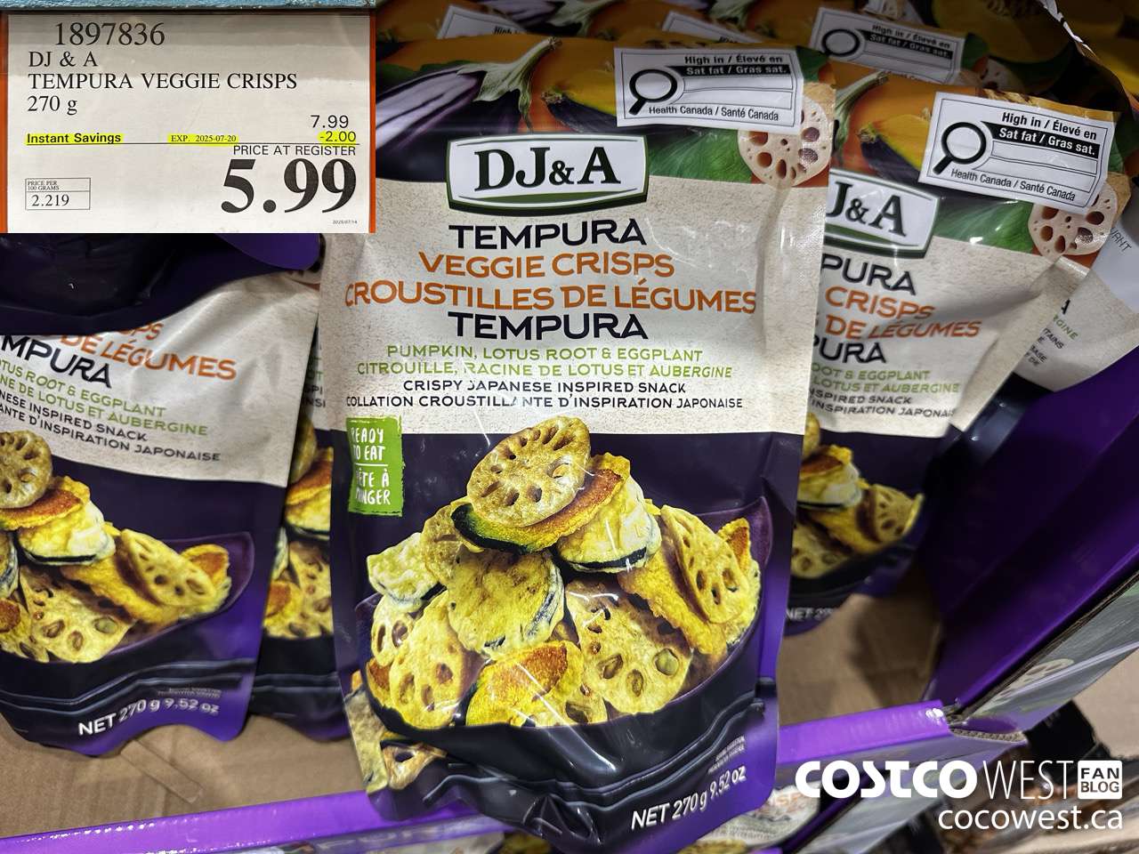 1897836 DJ & A TEMPURA VEGGIE CRISPS 270G ($2.00 INSTANT SAVINGS EXPIRES ON 2025-07-20) $5.99