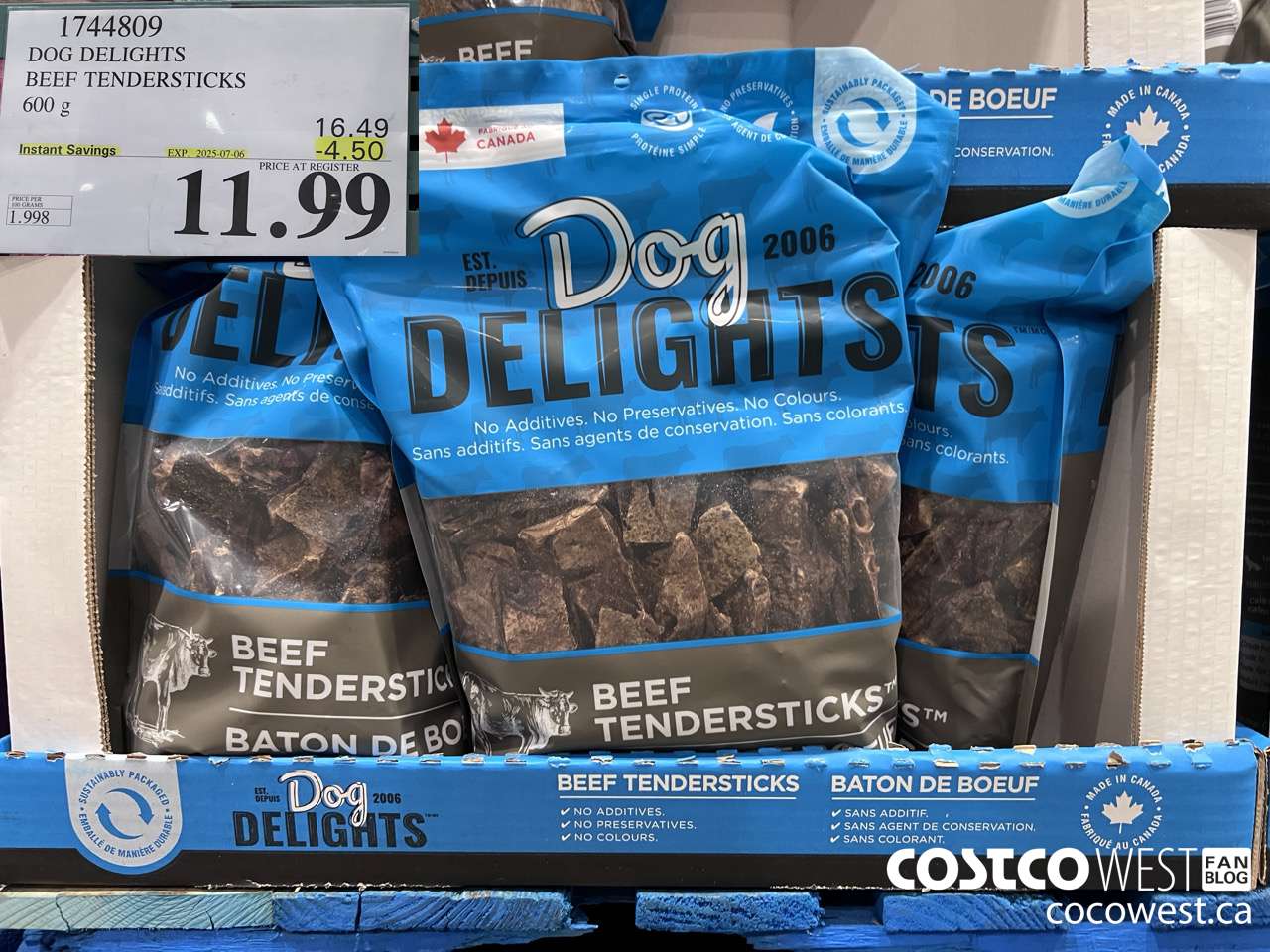 1744809 DOG DELIGHTS BEEF TENDERSTICKS 600G ($4.50 INSTANT SAVINGS EXPIRES ON 2025-07-06) $11.99