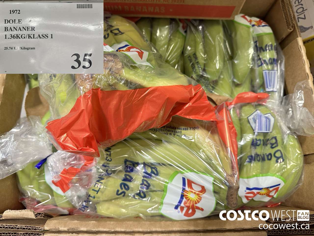 1972 DOLE BANANER 1.35KG/KLASS 1 $35.00