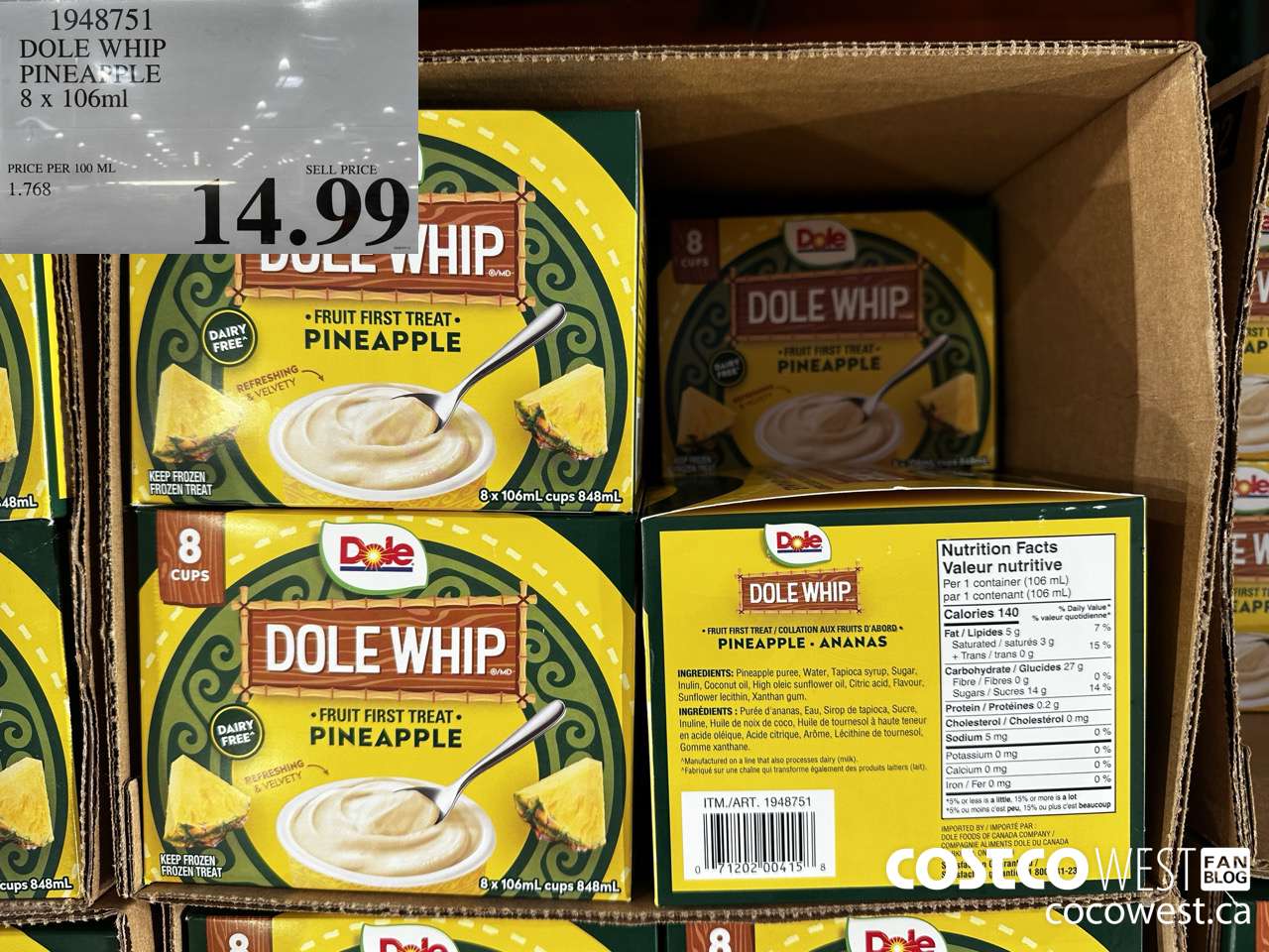 1948751 DOLE WHIP PINEAPPLE 8 X 106ML $14.99