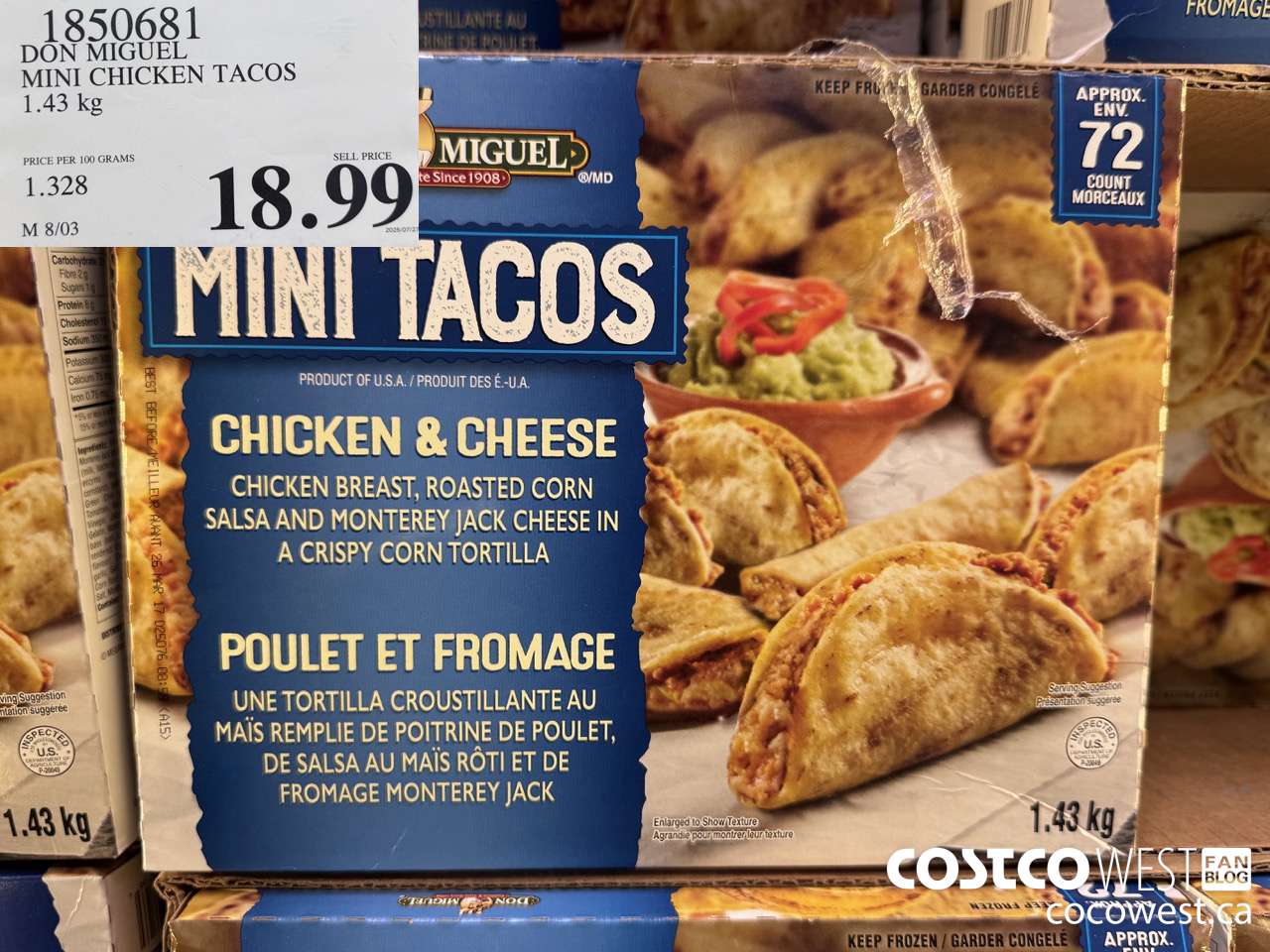 1850681 DON MIGUEL MINI CHICKEN TACOS 1.43KG $18.99