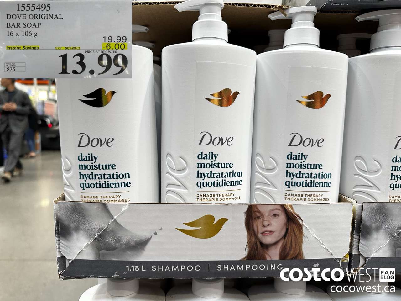 1555495 DOVE BAR SOAP WHITE 16 x 106 g ($6.00 INSTANT SAVINGS EXPIRES ON 2025-08-03) $13.99