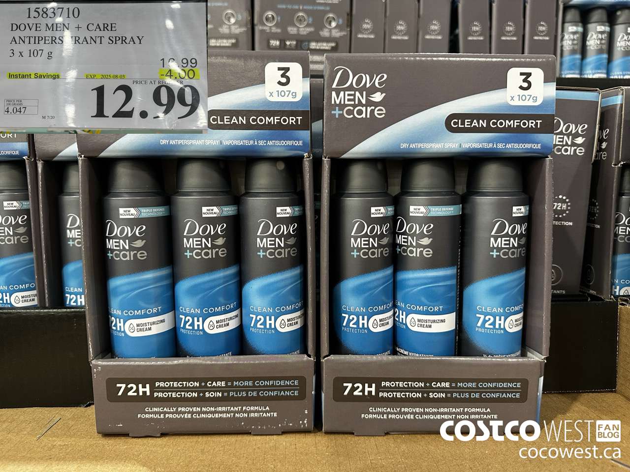 1583710 DOVE MEN + CARE ANTIPERSPIRANT SPRAY 3 x 107 g ($4.00 INSTANT SAVINGS EXPIRES ON 2025-08-03) $12.99
