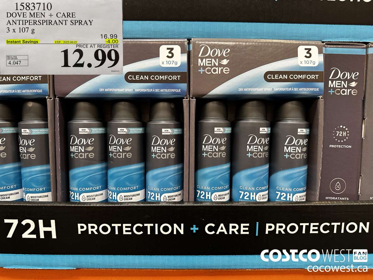 1583710 DOVE MEN + CARE ANTIPERSPIRANT SPRAY 3 x 107 g ($4.00 INSTANT SAVINGS EXPIRES ON 2025-08-03) $12.99
