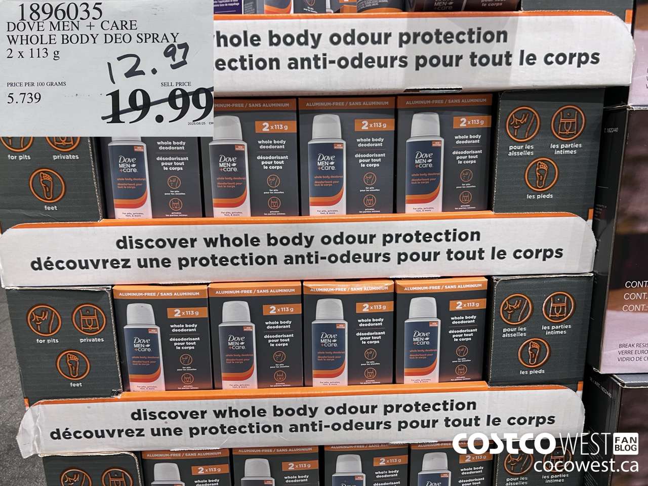 1896035 DOVE MEN + CARE WHOLE BODY DEO SPRAY 2 X 113G $12.97