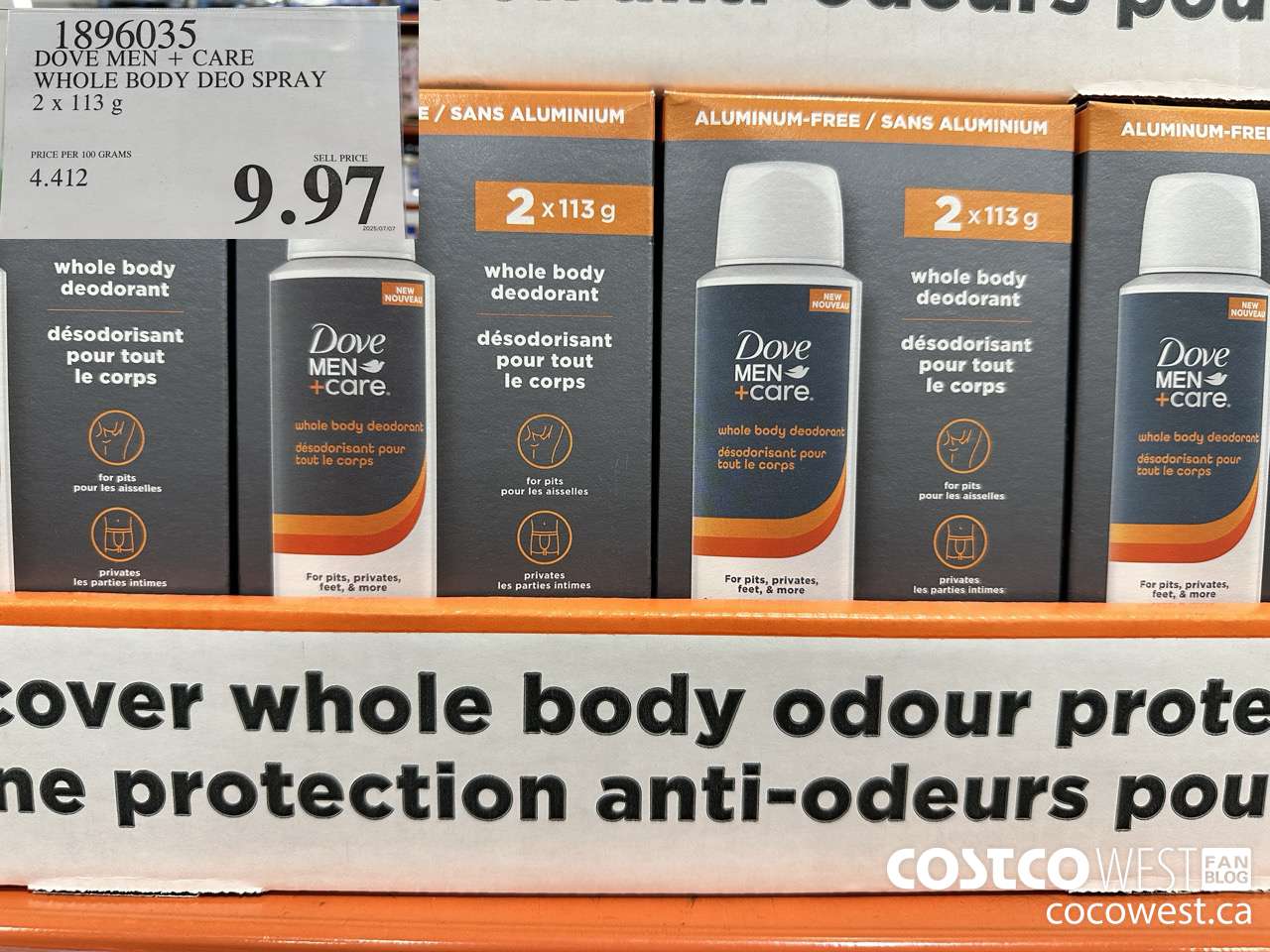 1896035 DOVE MEN + CARE WHOLE BODY DEO SPRAY 2 X 113G $9.97