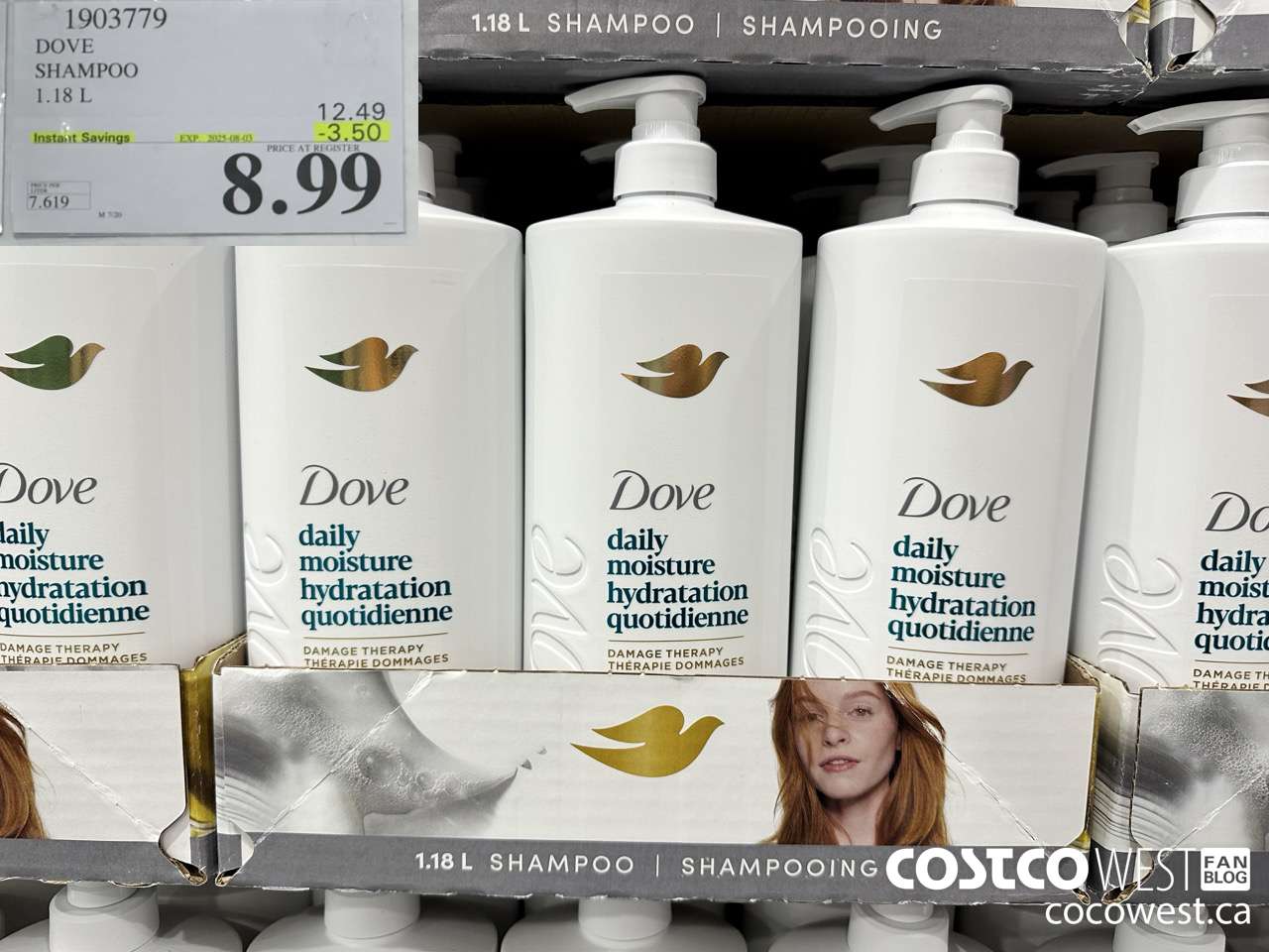 1903779 DOVE SHAMPOO 1.18L ($3.50 INSTANT SAVINGS EXPIRES ON 2025-08-03) $8.99
