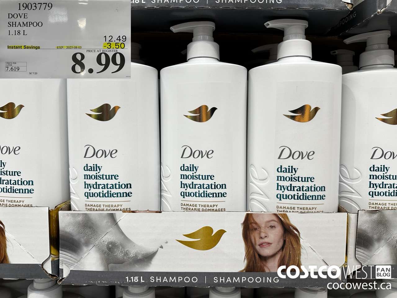 1903779 DOVE SHAMPOO 1.18L ($3.50 INSTANT SAVINGS EXPIRES ON 2025-08-03) $8.99