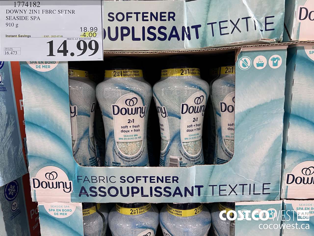 1774182 DOWNY 2IN1 FBRC SFTNR SEASIDE SPA 910G ($4.00 INSTANT SAVINGS EXPIRES ON 2025-07-06) $14.99