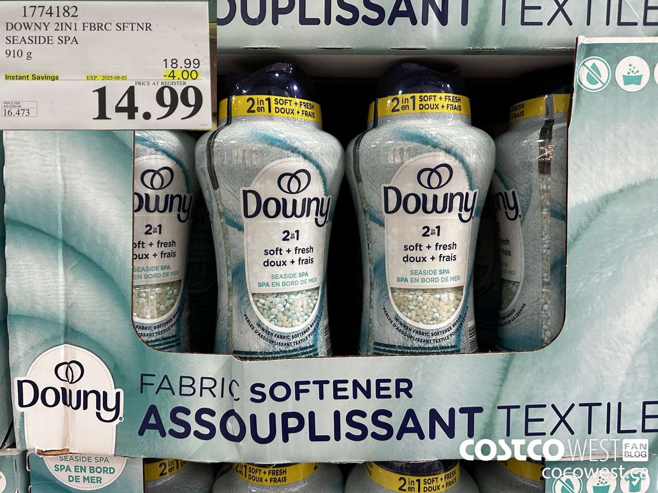 1774182 DOWNY 2IN1 FBRC SFTNR SEASIDE SPA 910G ($4.00 INSTANT SAVINGS EXPIRES ON 2025-08-03) $14.99