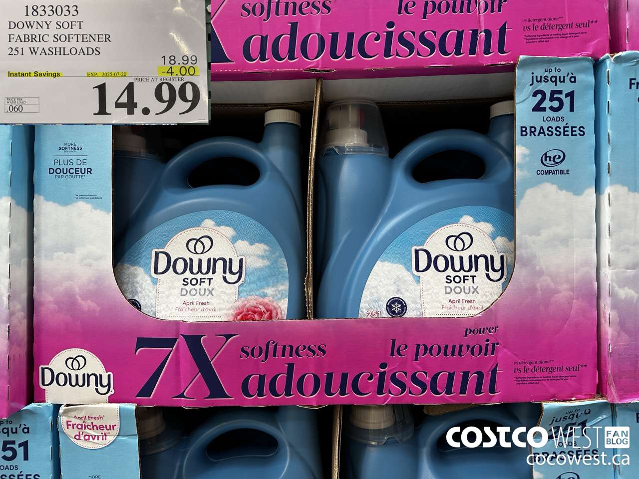 1833033 DOWNY SOFT FABRIC SOFTENER 251 WASHLOADS ($4.00 INSTANT SAVINGS EXPIRES ON 2025-07-20) $14.99