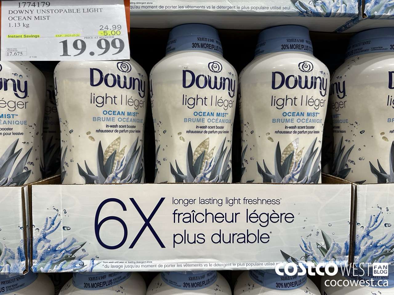 1774179 DOWNY UNSTOPABLE LIGHT OCEAN MIST 1131G ($5.00 INSTANT SAVINGS EXPIRES ON 2025-07-20) $19.99