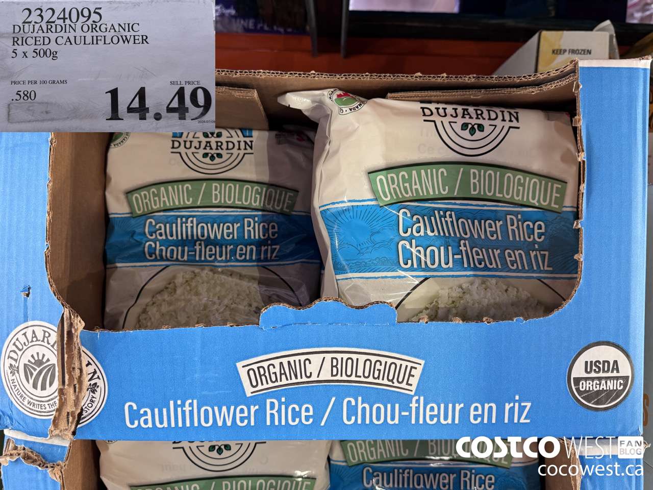 2324095 DUJARDIN ORGANIC RICED CAULIFLOWER 5 X 500G $14.49