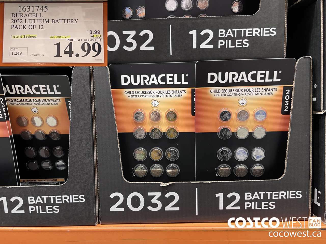 1631745 DURACELL LITHIUM 2032 BATTERY PACK OF 12 ($4.00 INSTANT SAVINGS EXPIRES ON 2025-07-27) $14.99
