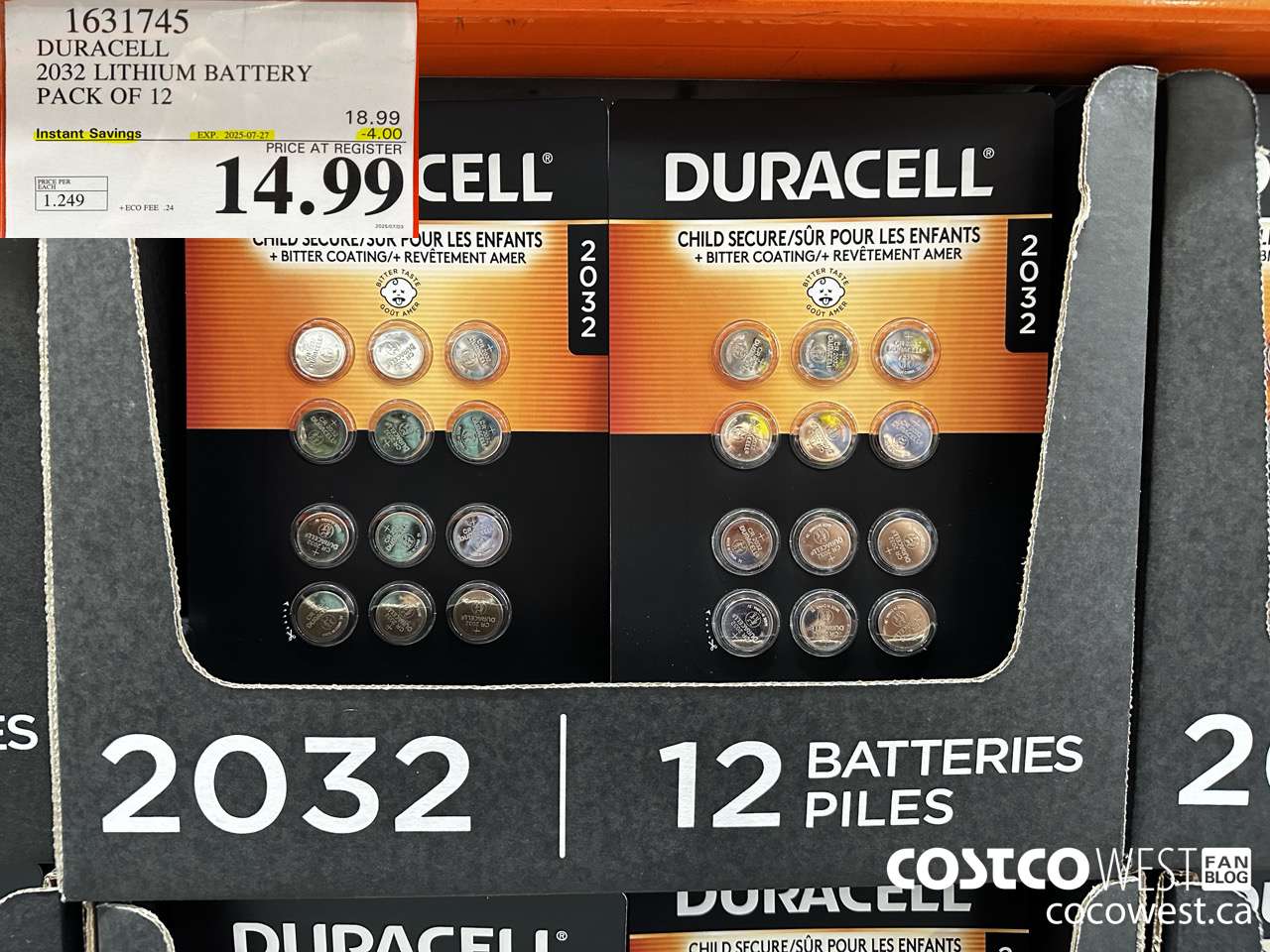1631745 DURACELL LITHIUM 2032 BATTERY PACK OF 12 ($4.00 INSTANT SAVINGS EXPIRES ON 2025-07-27) $14.99