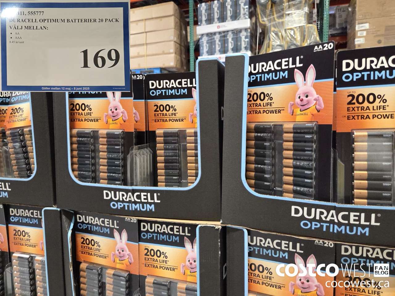 555777 DURACELL OPTIMUM BATTERIER 20 PACK VALJ MELLAN $169.00