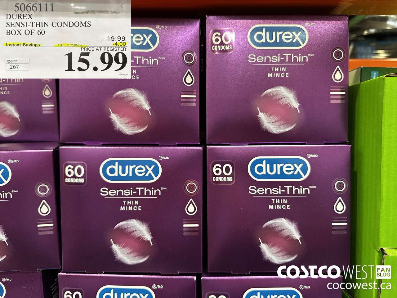 5066111 DUREX SENSI-THIN CONDOMS BOX OF 60 ($4.00 INSTANT SAVINGS EXPIRES ON 2025-08-03) $15.99