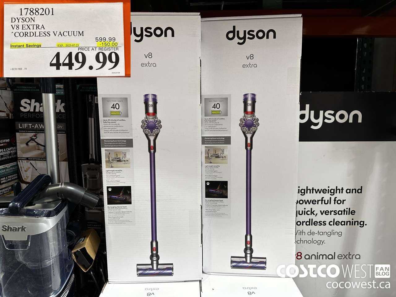 1788201 DYSON V8 EXTRA CORDLESS VACUUM ($150.00 INSTANT SAVINGS EXPIRES ON 2025-07-23) $449.99