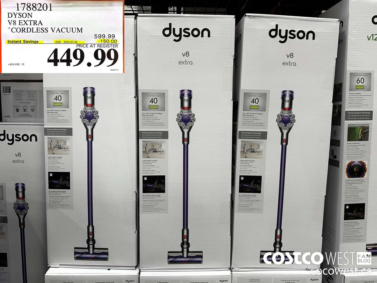 1788201 DYSON V8 EXTRA CORDLESS VACUUM ($150.00 INSTANT SAVINGS EXPIRES ON 2025-07-30) $449.99