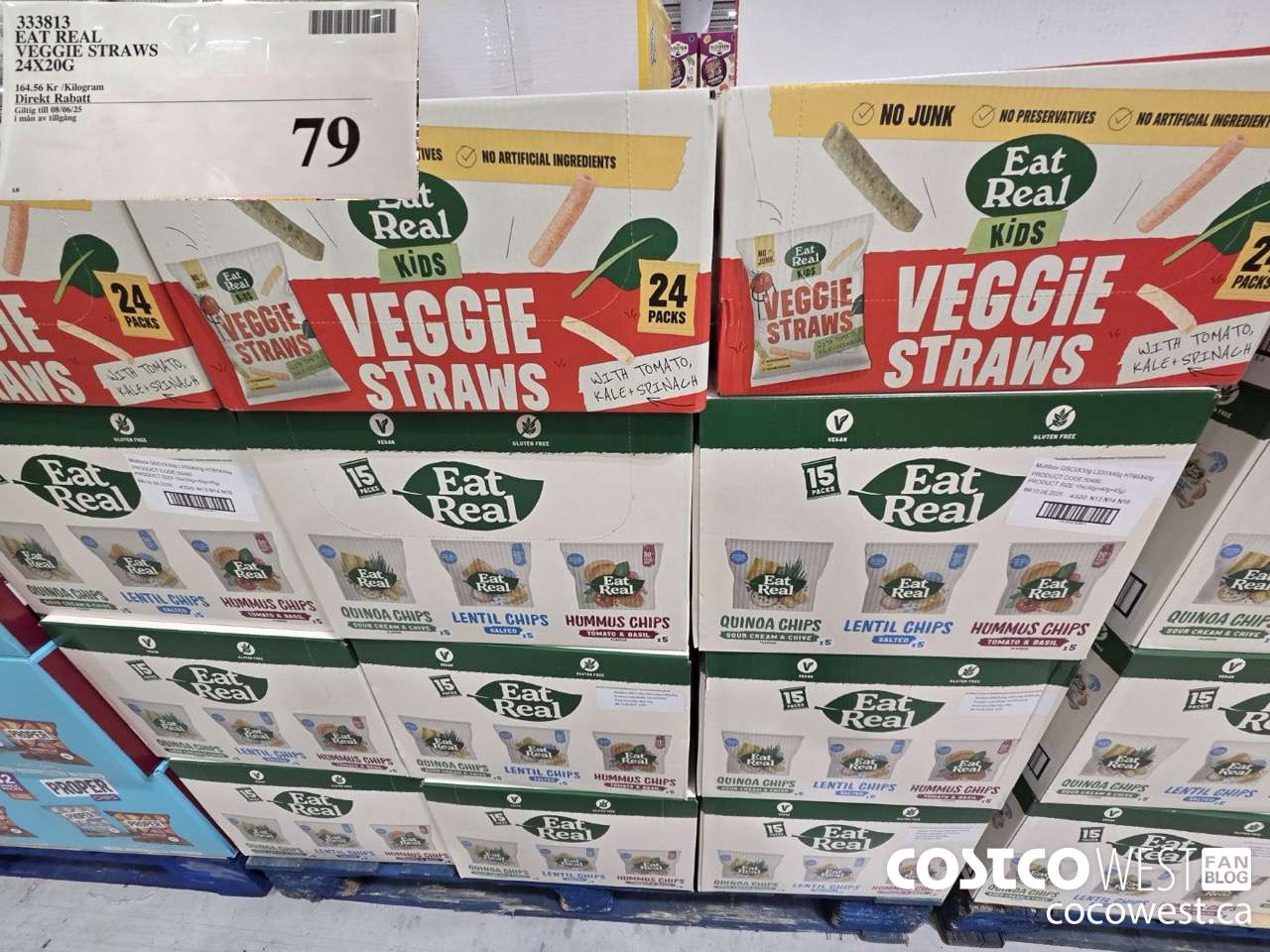 333813 EAT REAL VEGGIE STRAWS 24 X 20G (EXPIRES ON 2025-06-06) $79.00