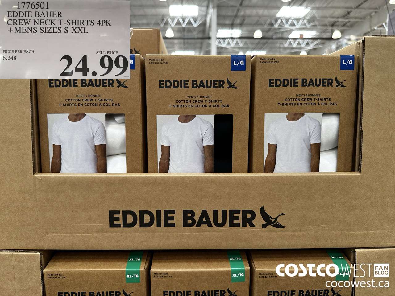 1776501 EDDIE BAUER CREW NECK T-SHIRTS 4PK MENS SIZES S-XXL $24.99