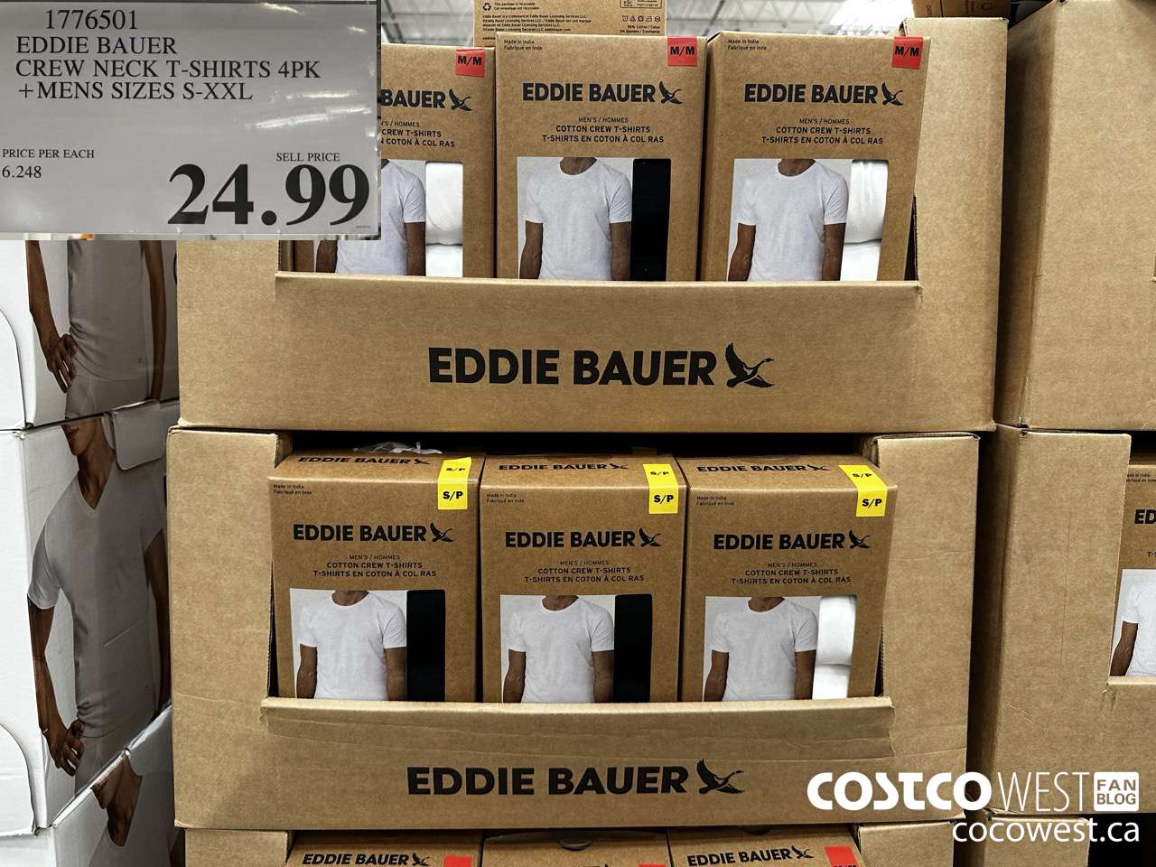 1776501 EDDIE BAUER CREW NECK T-SHIRTS 4PK MENS SIZES S-XXL $24.99