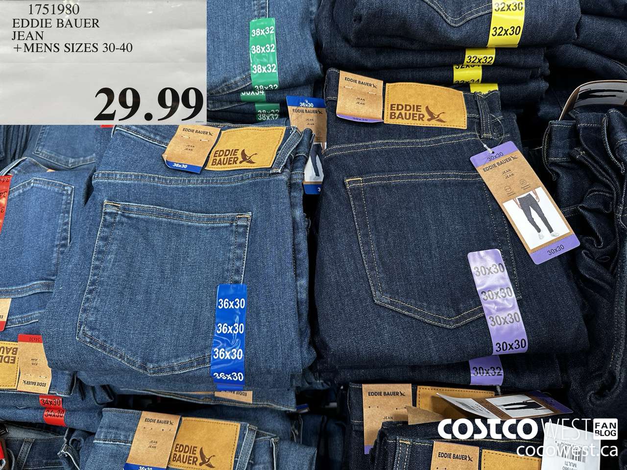 1741980 EDDIE BAUER JEAN MENS SIZES 30-40 $29.99