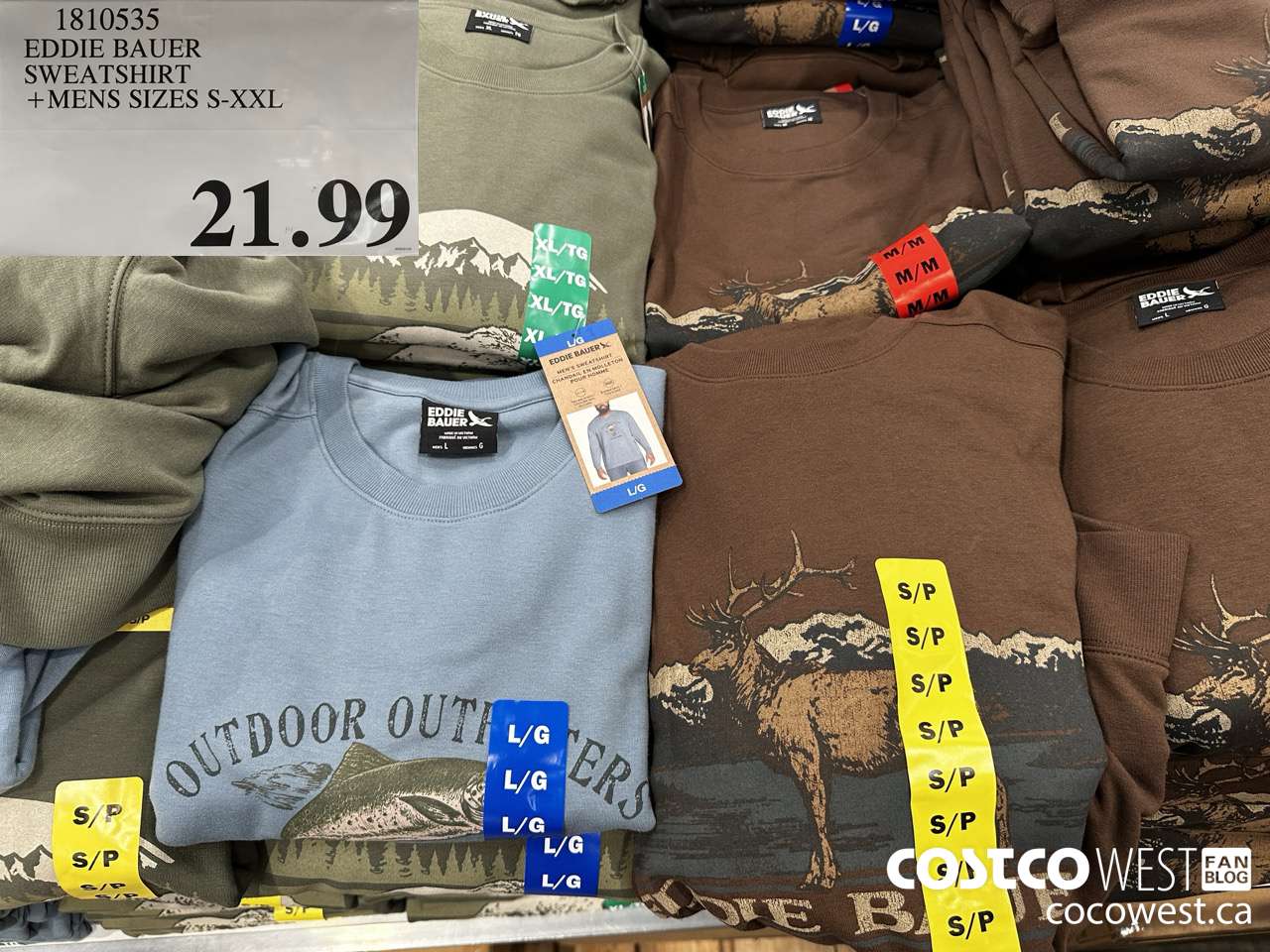 1810535 EDDIE BAUER SWEATSHIRT MENS SIZES S-XXL $21.99