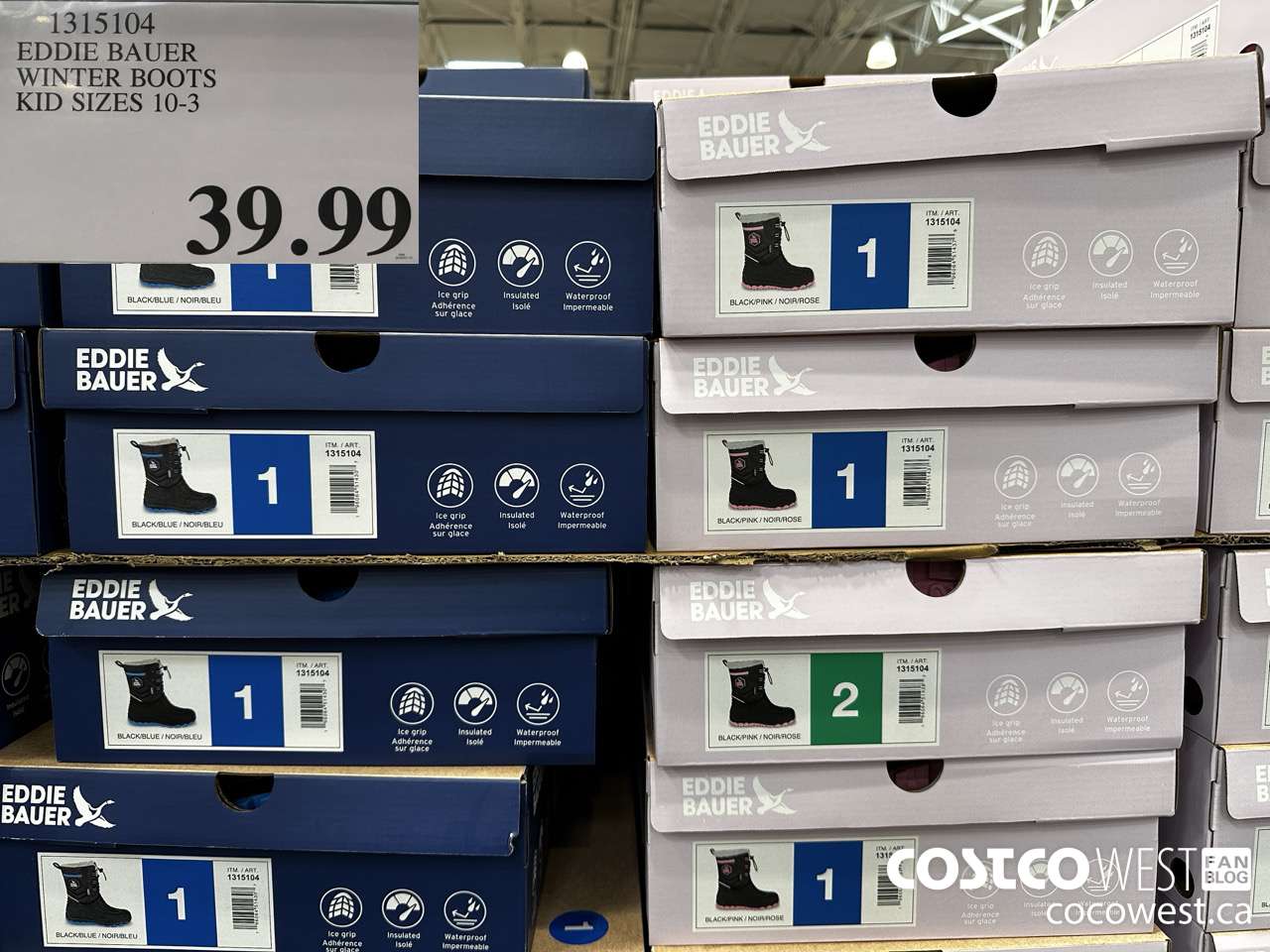 1315104 EDDIE BAUER WINTER BOOTS KID SIZES 10-3 $39.99