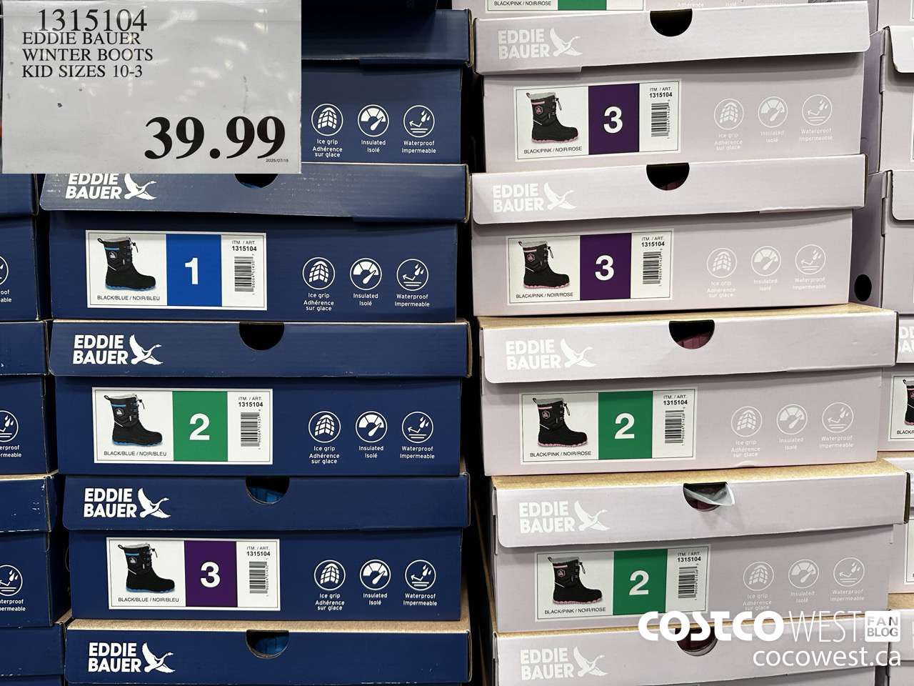 1315104 EDDIE BAUER WINTER BOOTS KID SIZES 10-3 $39.99