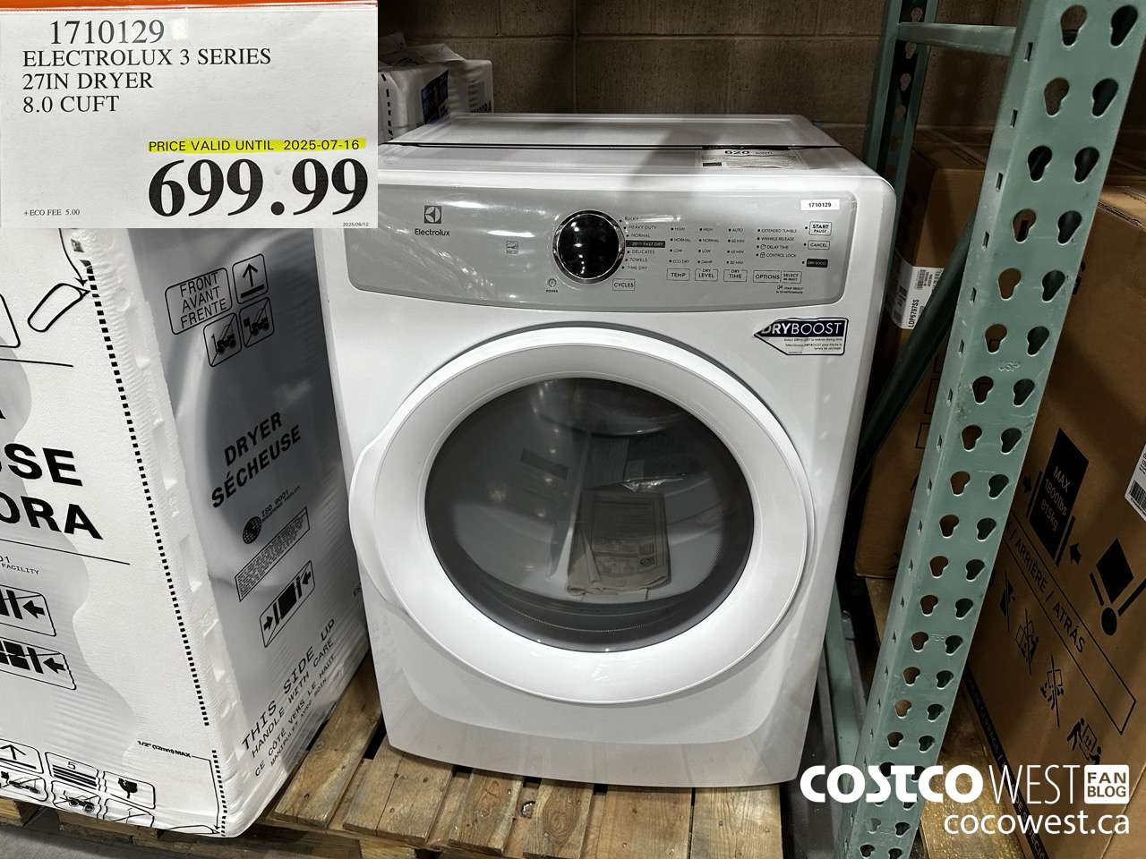 1710129 ELECTROLUX 3 SERIES 27IN DRYER 8.0 CUFT (EXPIRES ON 2025-07-16) $699.99