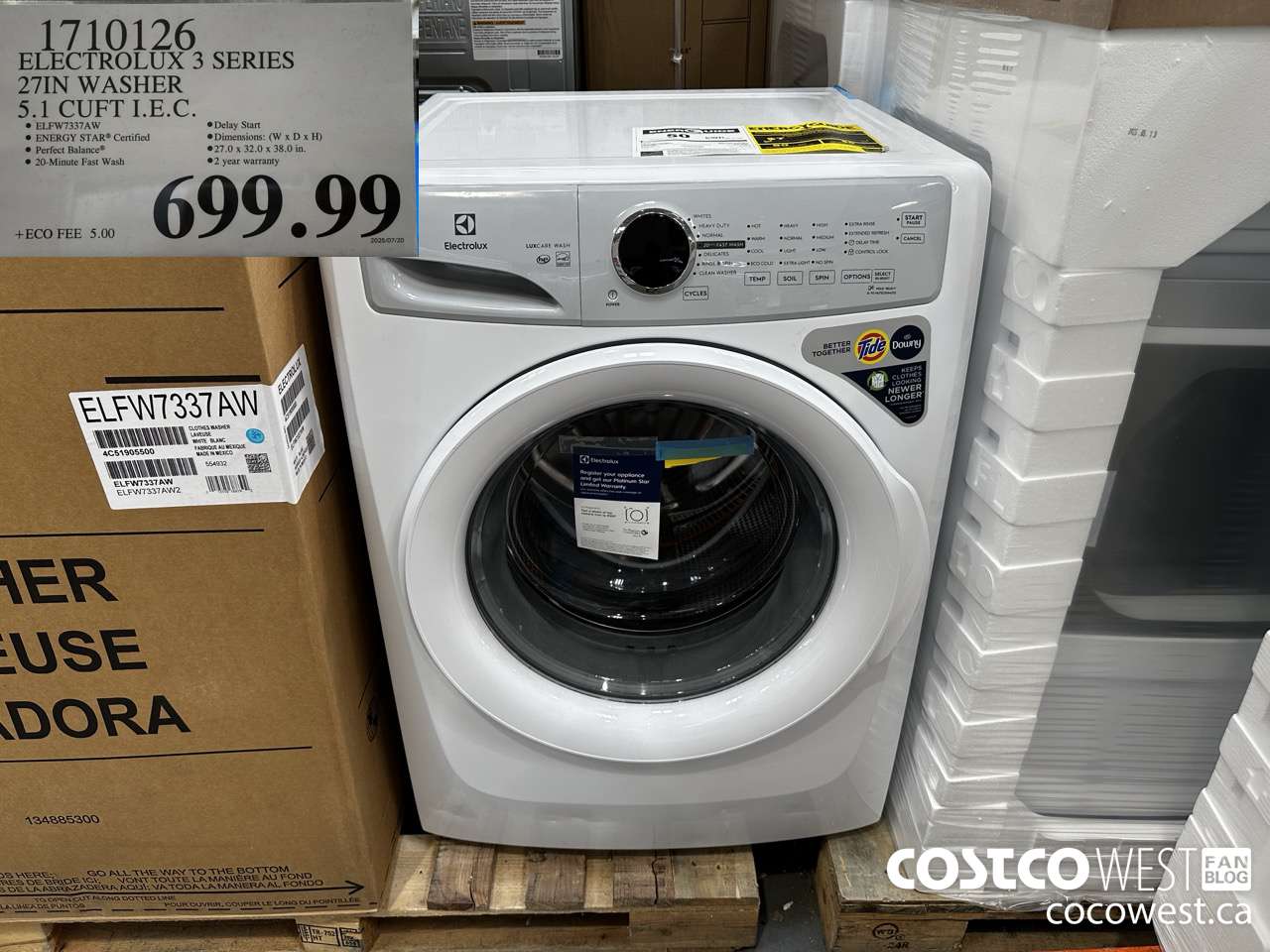 1710126 ELECTROLUX 3 SERIES 27IN WASHER 5.1 CUFT IEC $699.99