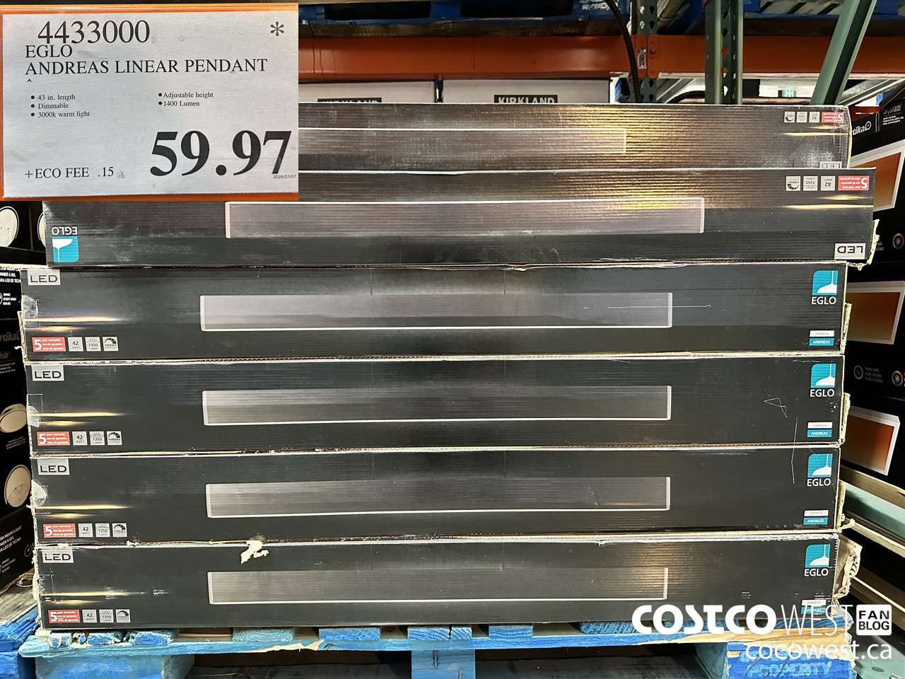 4433000 ELGO ANDREAS LINEAR PENDANT $59.97