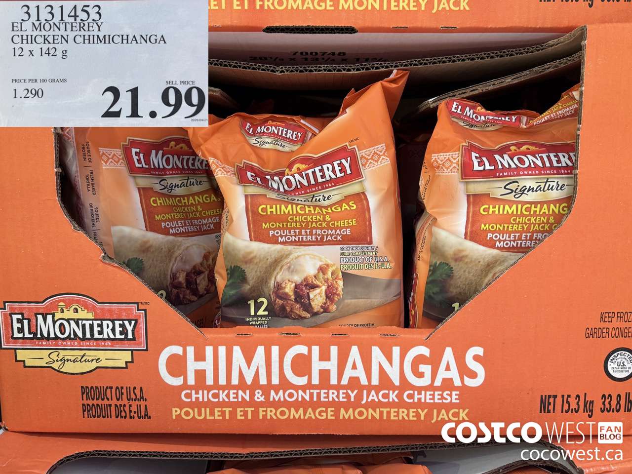 3131453 EL MONTEREY CHICKEN CHIMICHANGA 12 X 142G $21.99
