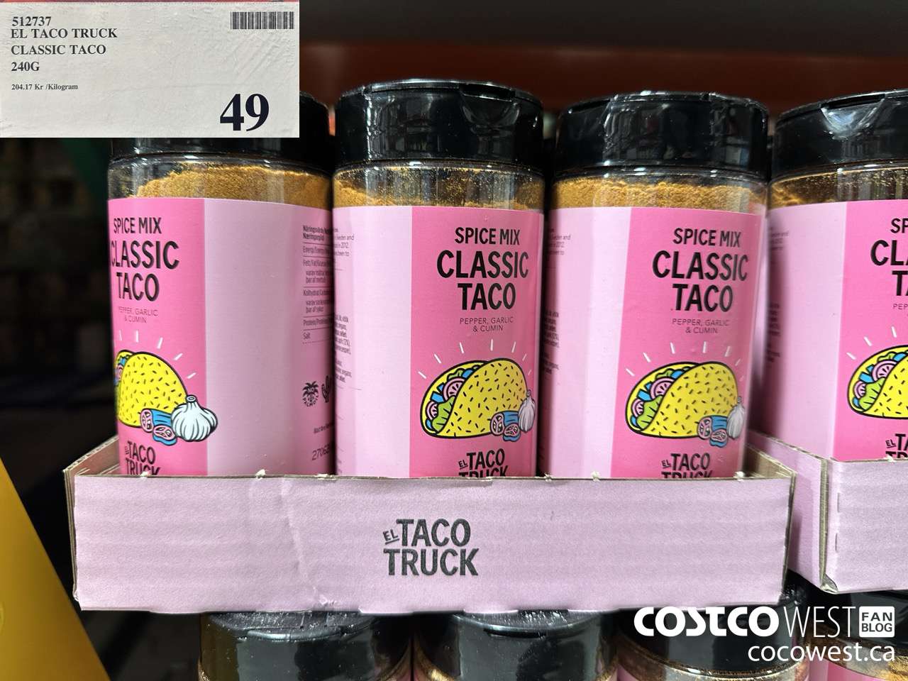 412737 EL TACO TRUCK CLASSIC TACO 240G $49.00