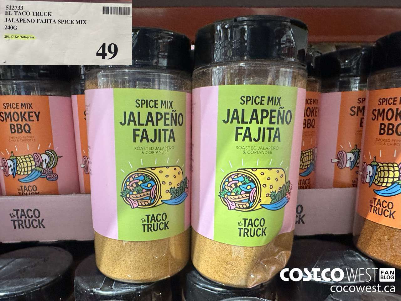 512733 EL TACO TRUCK JALAPENO FAJITA SPICE MIX 240G $49.00