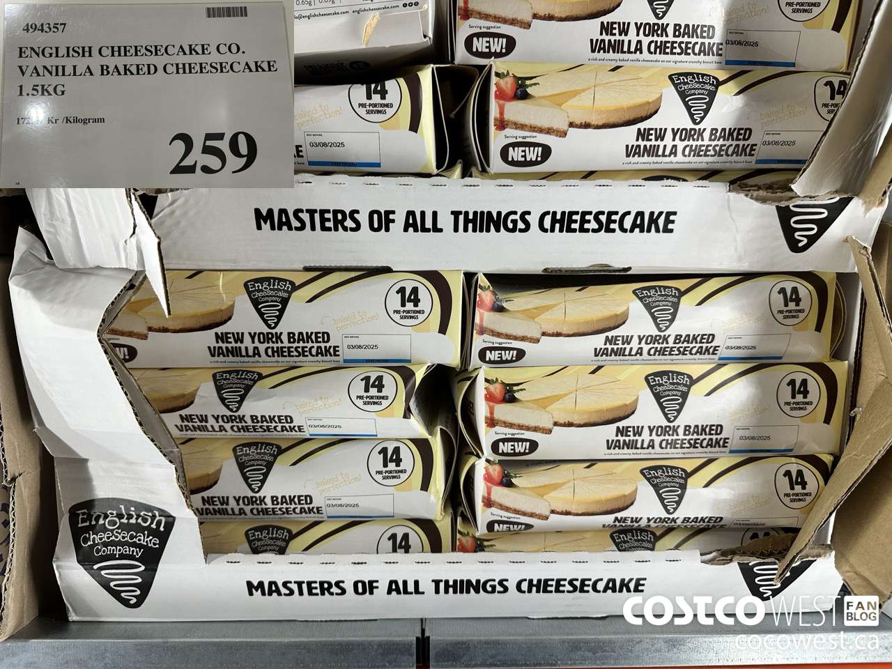 494357 ENGLISH CHEESECAKE CO. VANILLA BAKED CHEESECAKE 1.5KG $259.00