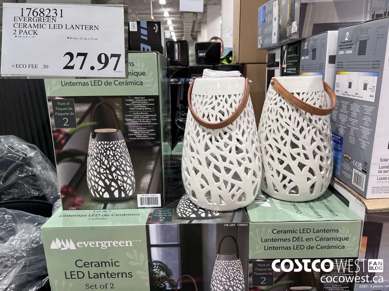 1768231 EVERGREEN CERAMIC LED LANTERN 2 PACK $27.97